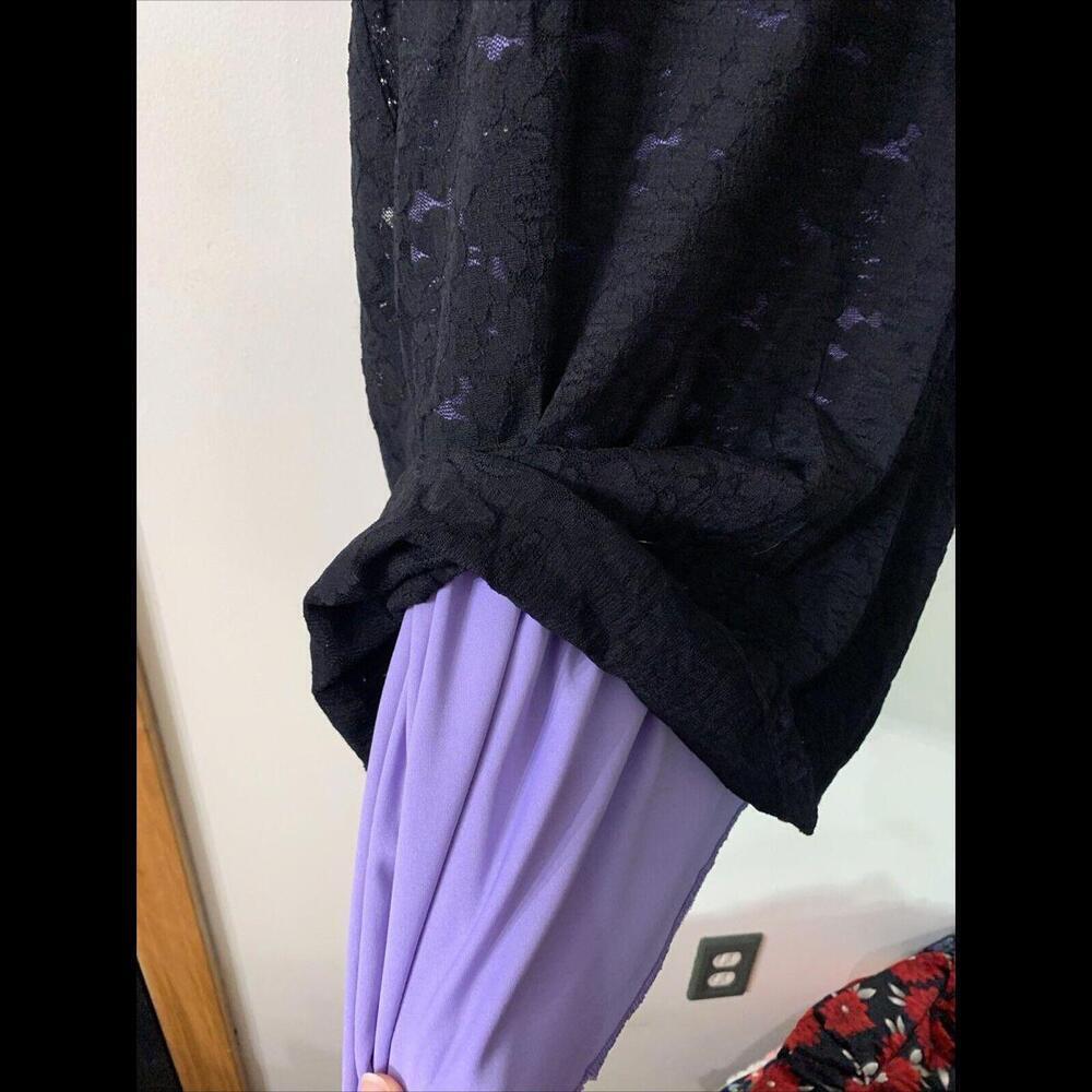 VTG y2k black Purple lace coquette goth fairy bodycon grunge midi dress Sz 18/20 - Picture 5 of 10